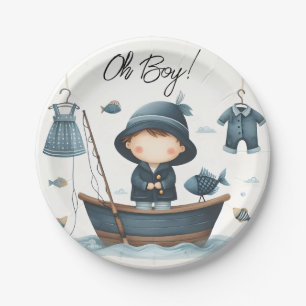 By Hook Bait Fun Wood Little Fisherman Baby Shower Paper Plates