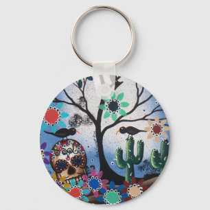 By Lori Everett_ Day Of The Dead,Mexican,Skull,DOD Keychain