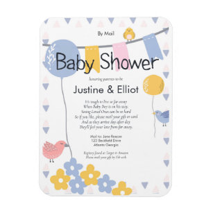 By Mail Balloons and Birds Boy Baby Shower Magnet