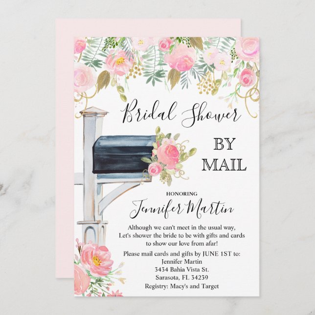 By Mail Bridal Shower Invitation (Front/Back)
