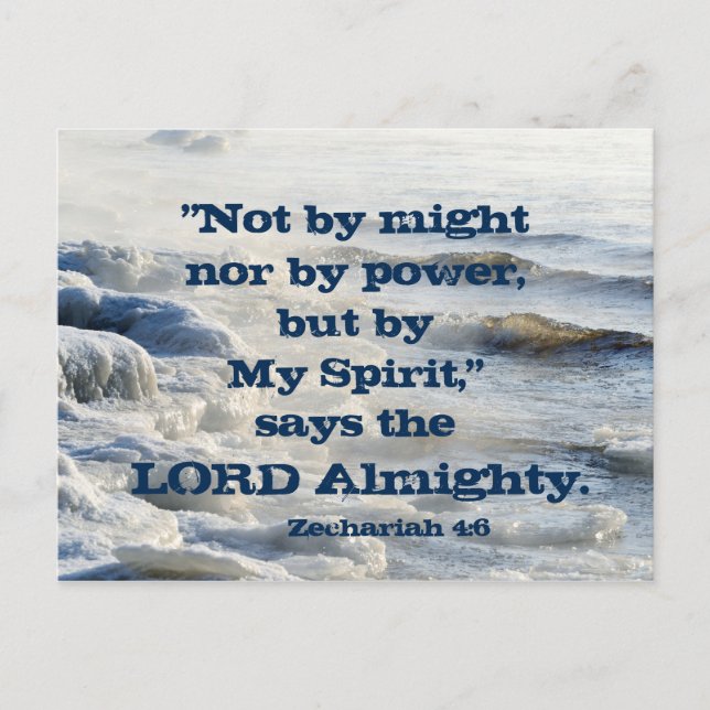 By My Spirit, Scripture Ocean Waves Postcard (Front)
