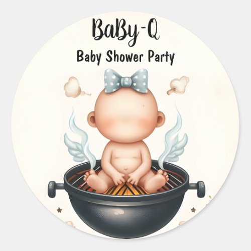 By Plaid Babyq Fun Food Steak Beef Bbq Baby Shower Classic Round Sticker