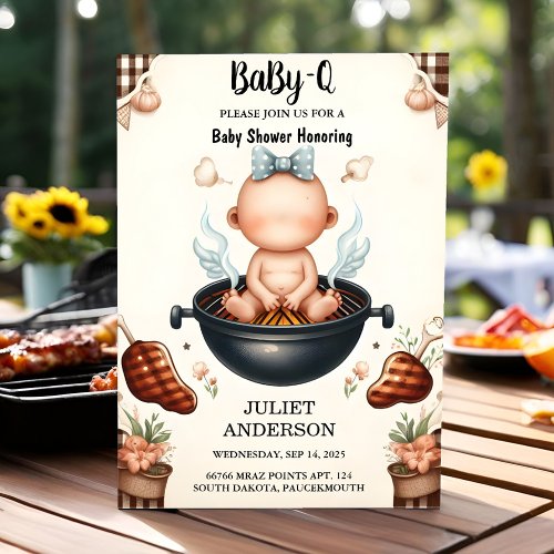 By Plaid Babyq Fun Food Steak Beef Bbq Baby Shower Invitation