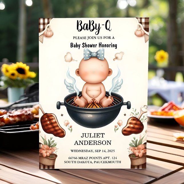 By Plaid Babyq Fun Food Steak Beef Bbq Baby Shower Invitation (Creator Uploaded)
