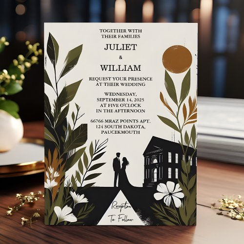 By Retro 70s 80s Fast Bold Boho Courthouse Wedding Invitation