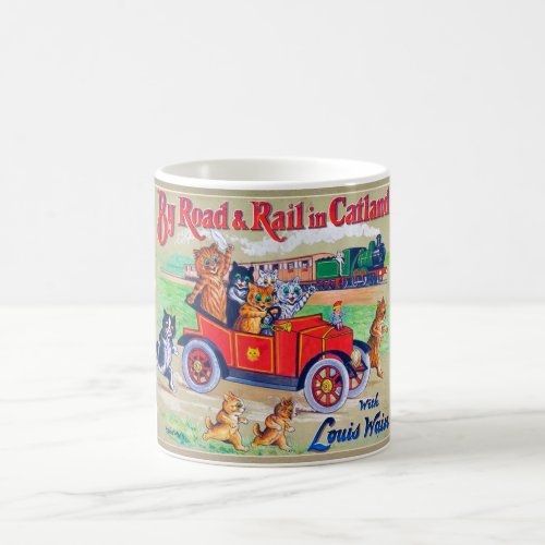 By Road  Rail in Catland Louis Wain Coffee Mug