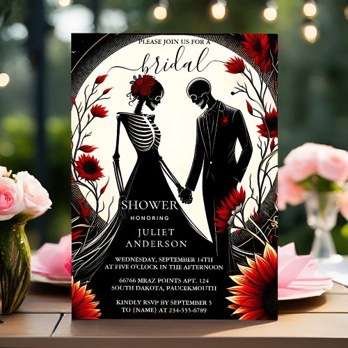 By Ruby Claret White Heart Red Black Bridal Shower Invitation