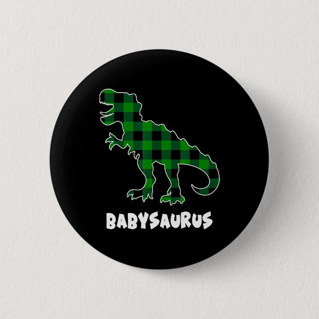 By Saurus T-rex Dinosaurs Plaid St Patricks Day  Button (Front)