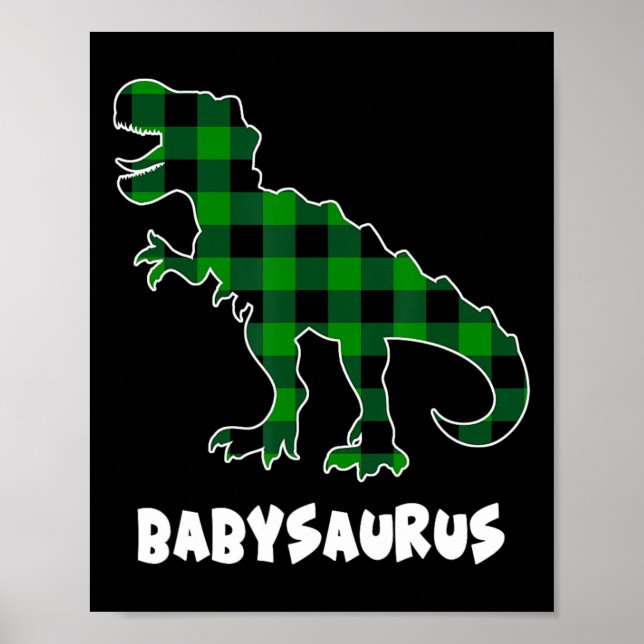 By Saurus T-rex Dinosaurs Plaid St Patricks Day  Poster (Front)