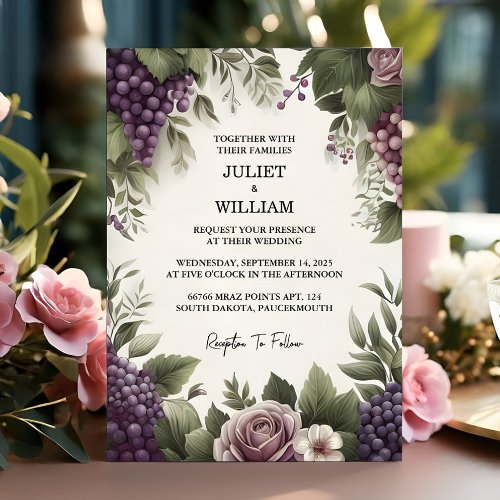 By Seed Rural Farm Wood Fruit Ivy Vineyard Wedding Invitation