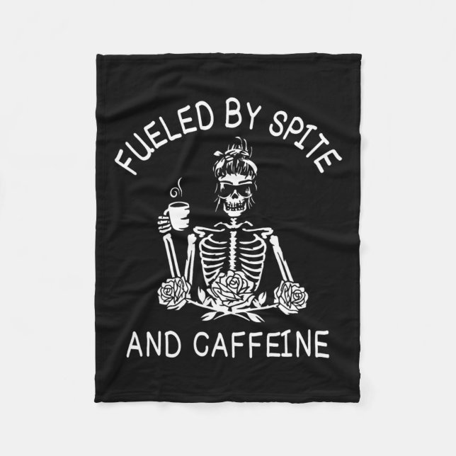 By Spite And Caffeine Floral Halloween Skeleton Wo Fleece Blanket (Front)
