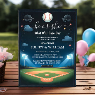 By Team Ball Game Pitch Fun Baseball Gender Reveal Invitation
