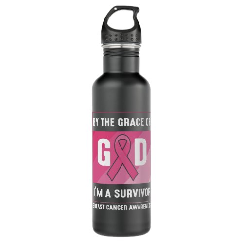 By The Grace God Breast Cancer Survivor Christian Stainless Steel Water Bottle