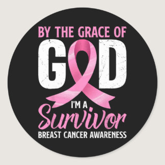 By The Grace God I#39;m A Survivor Breast Cancer A Classic Round Sticker