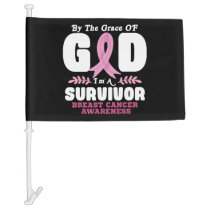 By The Grace God Im A Survivor Breast Cancer Car Flag