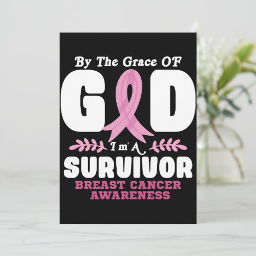 By The Grace God Im A Survivor Breast Cancer Invitation