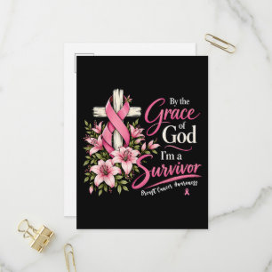 By The Grace God I'm A Survivor Breast Cancer Invitation Postcard