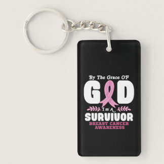 By The Grace God Im A Survivor Breast Cancer Keychain