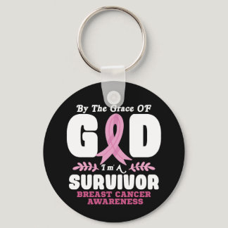 By The Grace God Im A Survivor Breast Cancer Keychain