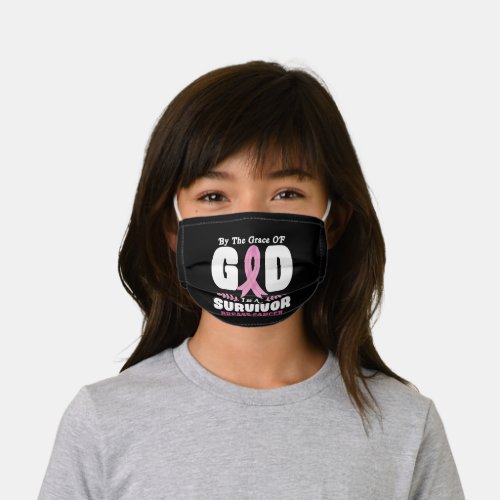 By The Grace God Im A Survivor Breast Cancer Kids Cloth Face Mask