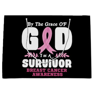 By The Grace God Im A Survivor Breast Cancer Large Gift Bag