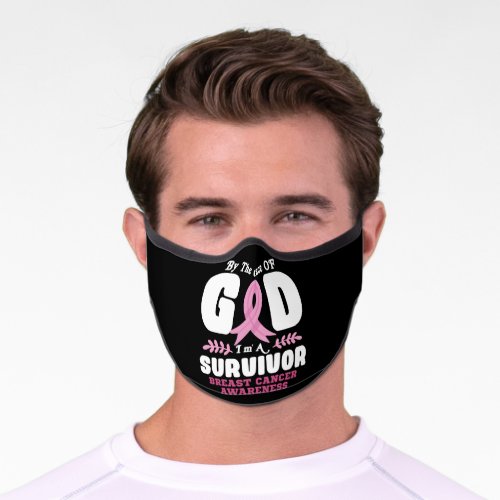 By The Grace God Im A Survivor Breast Cancer Premium Face Mask