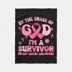 By The Grace God Im A Survivor Breast Cancer Survi Fleece Blanket