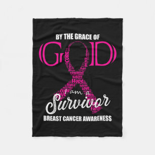 By The Grace Of God I Am A Breast Cancer Survivor  Fleece Blanket