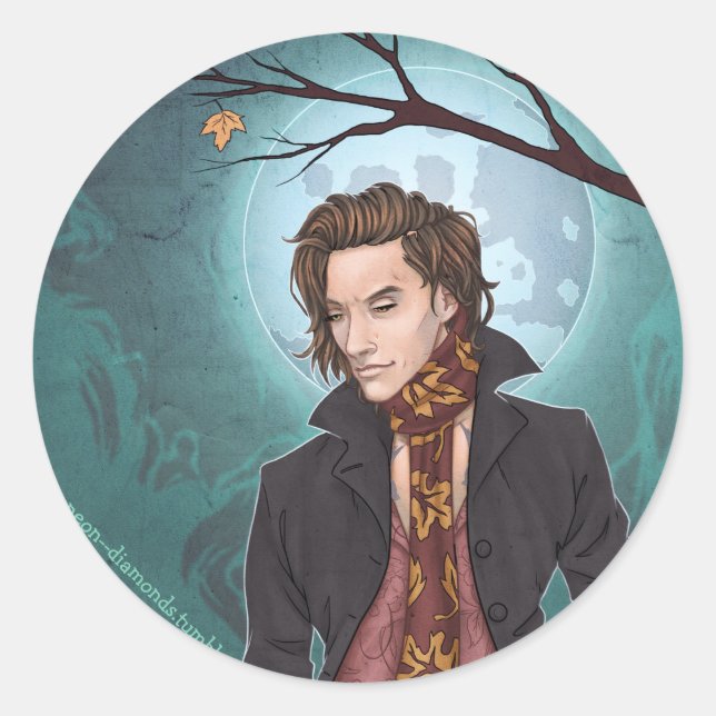 By the light of the moon classic round sticker (Front)