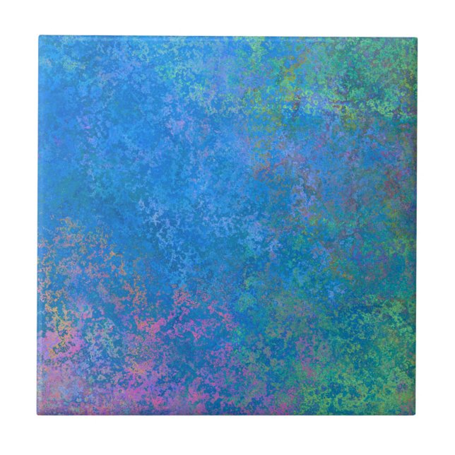 By the Sea Alcohol Ink, Abstract Acrylic Pour Ceramic Tile (Front)