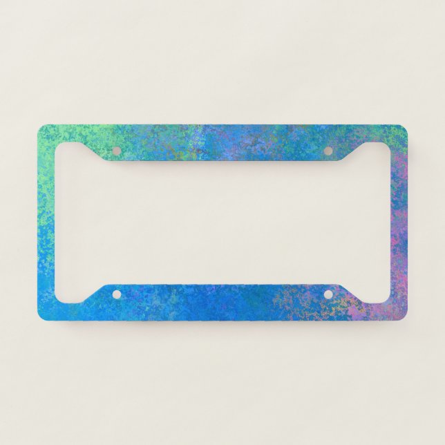 By the Sea Alcohol Ink, Abstract Acrylic Pour License Plate Frame (Front)