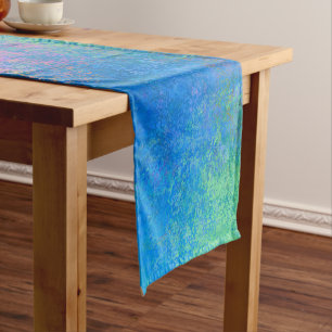By the Sea Alcohol Ink, Abstract Acrylic Pour Short Table Runner