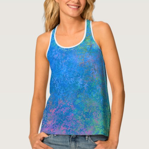 By the Sea Alcohol Ink Abstract Acrylic Pour Tank Top