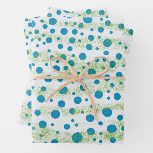 By the Sea Blue and Green Abstract Design Wrapping Paper Sheets