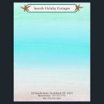 By The Sea Gradient Letterhead<br><div class="desc">Designed for a holiday vacation cottage or home, this letterhead features a gradient of light green shading through blue to pale sandy tan at the bottom. The name of the business is in an oval bordered in blue-green and flanked by little sea stars. The address and phone number is at...</div>