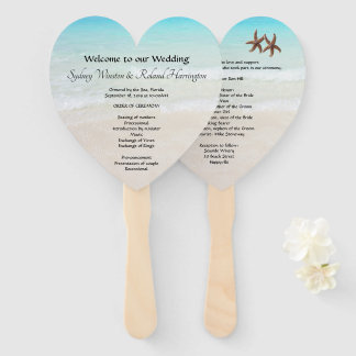 By the Sea Heart-Shaped Wedding Fan Program