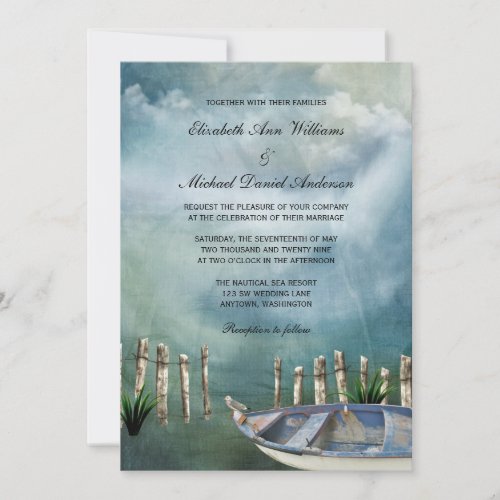 By The Sea Nautical Wedding Invitation