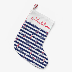By The Sea Pattern   Add Your Name Small Christmas Stocking