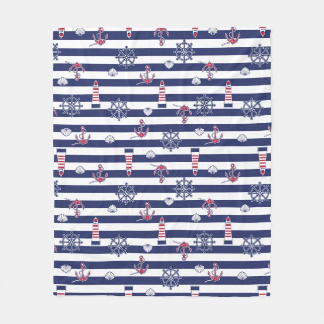 By The Sea Pattern Fleece Blanket (Front)