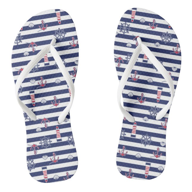 By The Sea Pattern Flip Flops (Footbed)