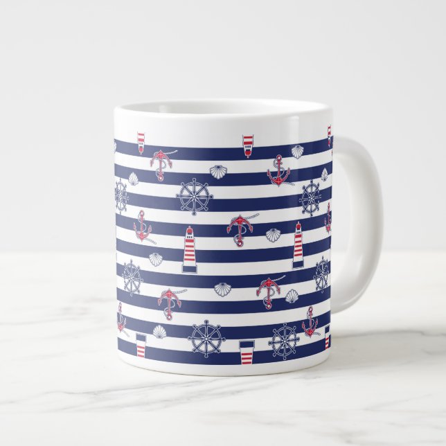 By The Sea Pattern Giant Coffee Mug (Front Right)
