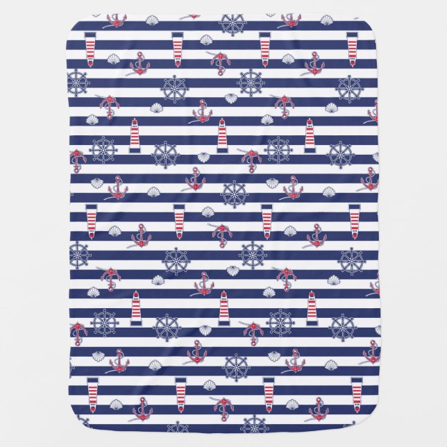 By The Sea Pattern Swaddle Blanket (Front)