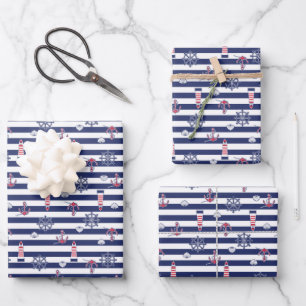 By The Sea Pattern Wrapping Paper Sheets