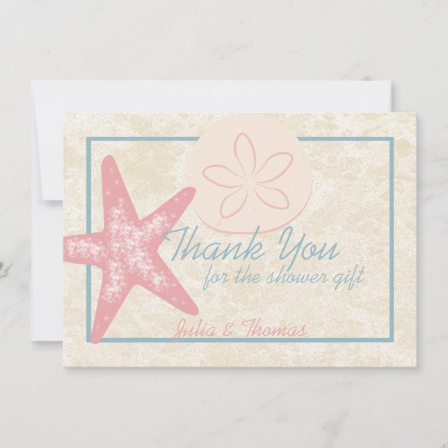 By the Sea Tilted Starfish Custom Thank You Card (Front)
