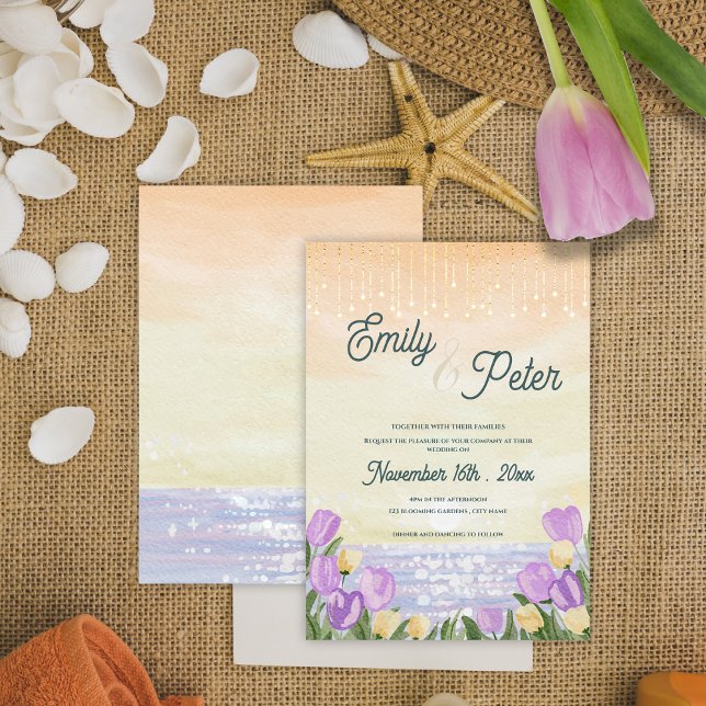 “By the Sea” Watercolor Beach Wedding Invitation (“By the Sea” Watercolor Beach Wedding Invitation)