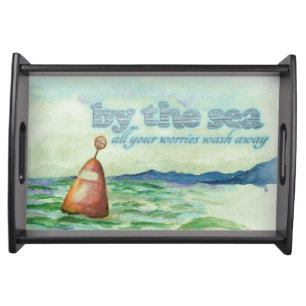 by the sea watercolor painting slogan tray