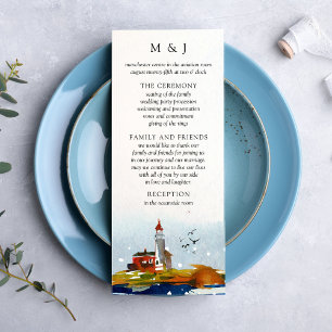 By the Sea Wedding Program Card