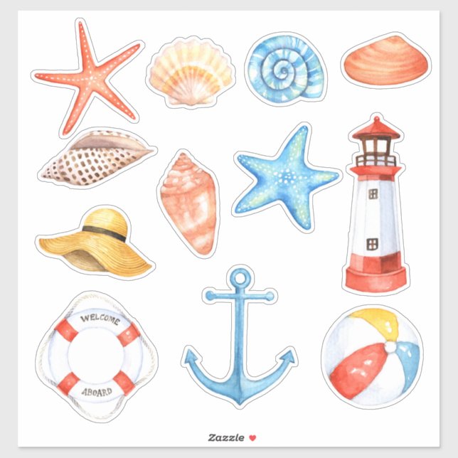 By the Seashore | Nautical 14 x 14 Sticker (Sheet)