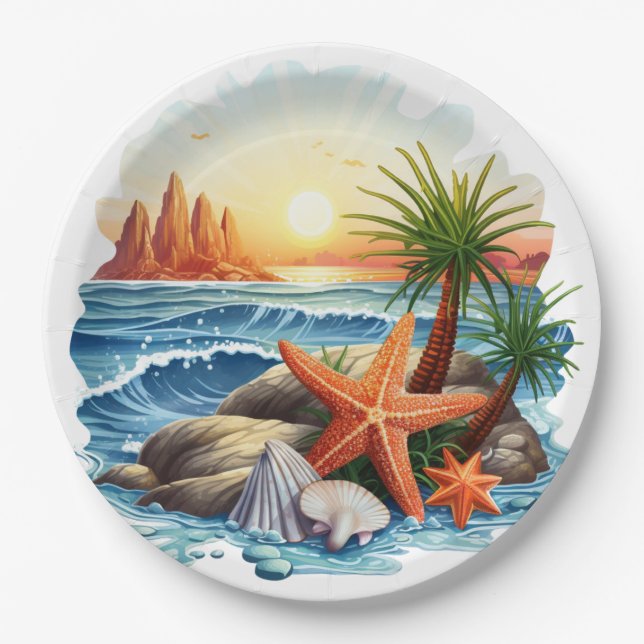 By The Seashore  Paper Plates (Front)
