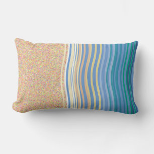 By the seaside beach holiday sand and waves lumbar pillow